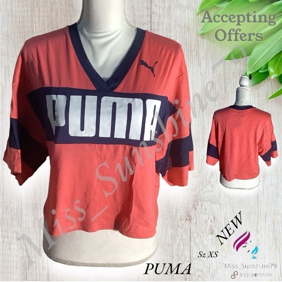 PUMA NEW - Sz XS - oversized cropped Jersey style Tee - with dry cell technology - Picture 1 of 7